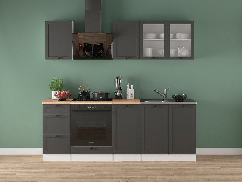 Komplet kuchenny Junona Line 220 cm grafitowy z blatem 659567
