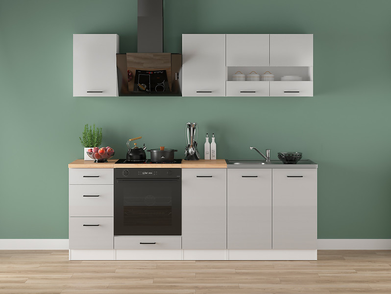 Komplet kuchenny Junona Line 220 cm jasny szary połysk 653214