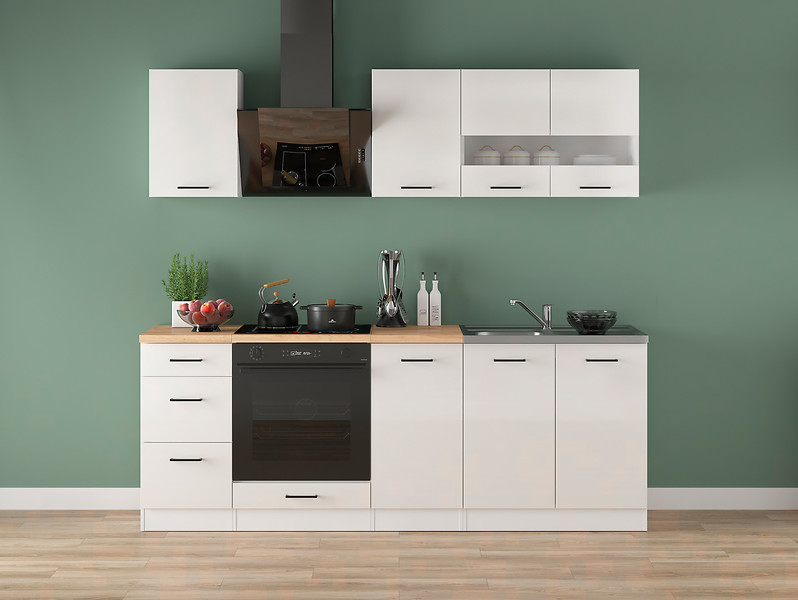 Komplet kuchenny Junona Line 220 cm kredowy połysk 653215