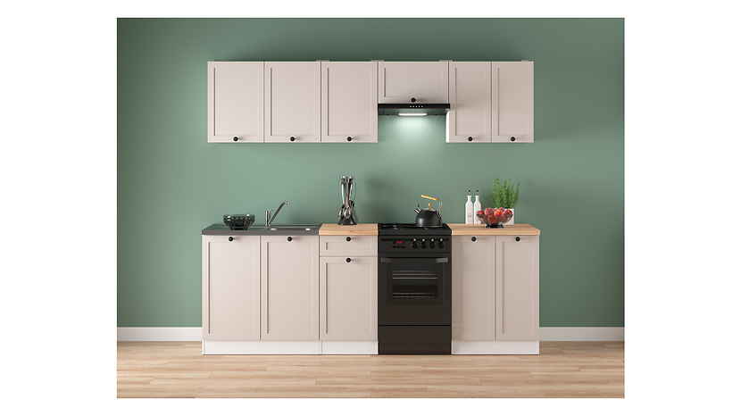 Komplet kuchenny Junona Line 230 cm biały/uni kaszmir bez blatu 866407