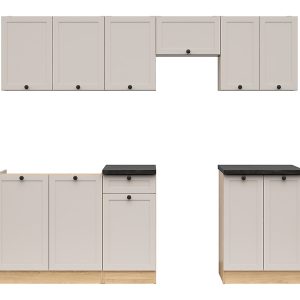 Komplet kuchenny Junona Line 230 cm dąb bernstein/uni kaszmir z blatem 866409 Komplet kuchenny Junona Line 230 cm dąb bernstein/uni kaszmir z blatem 866409