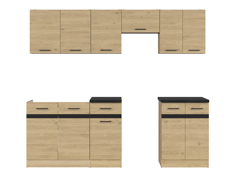 Komplet kuchenny Junona Line 230 cm dąb bernstein z blatem 281144