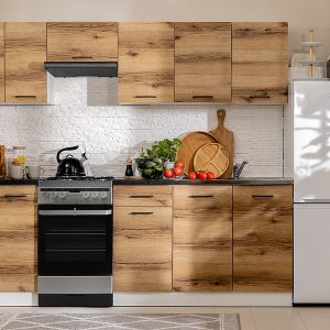 Komplet kuchenny Junona Line 230 cm dąb delano jasny z blatem 155025 Komplet kuchenny Junona Line 230 cm dąb delano jasny z blatem 155025