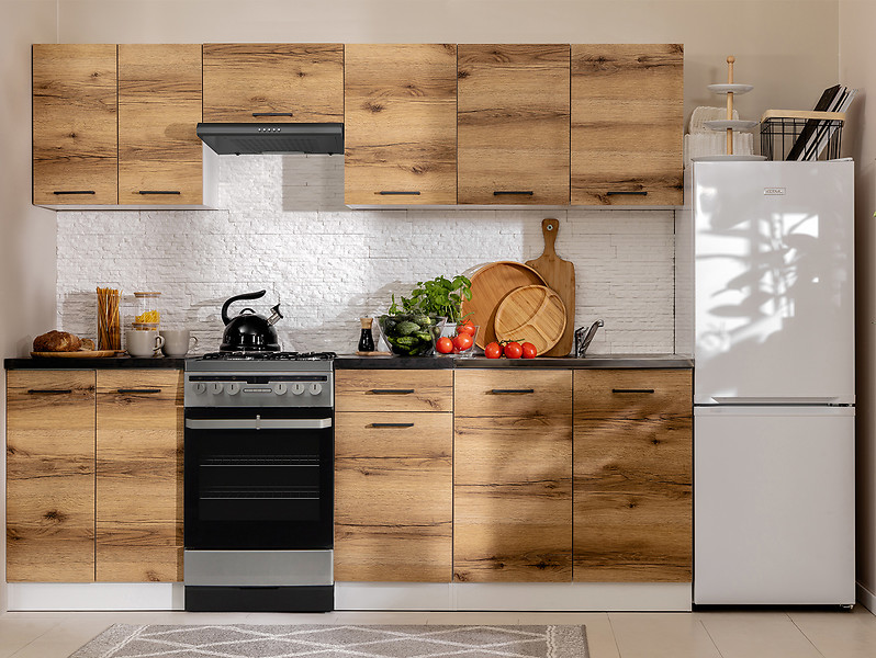 Komplet kuchenny Junona Line 230 cm dąb delano jasny z blatem 155025