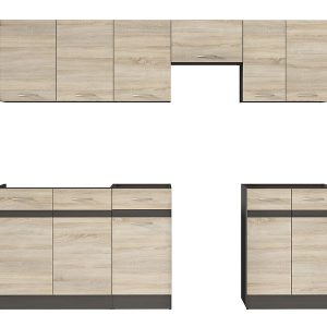 Komplet kuchenny Junona Line 230 cm dąb sonoma bez blatu 143670 Komplet kuchenny Junona Line 230 cm dąb sonoma bez blatu 143670