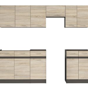 Komplet kuchenny Junona Line 230 cm dąb sonoma z blatem 155047 Komplet kuchenny Junona Line 230 cm dąb sonoma z blatem 155047
