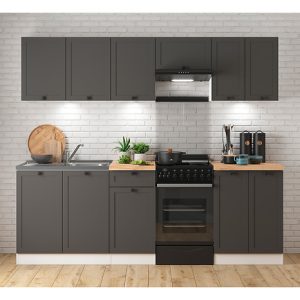 Komplet kuchenny Junona Line 230 cm grafit bez blatu 75375 Komplet kuchenny Junona Line 230 cm grafit bez blatu 75375