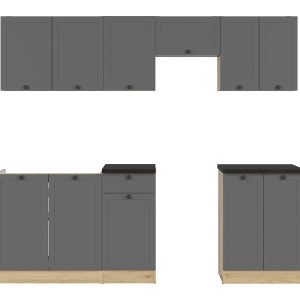 Komplet kuchenny Junona Line 230 cm grafitowy z blatem 432735 Komplet kuchenny Junona Line 230 cm grafitowy z blatem 432735