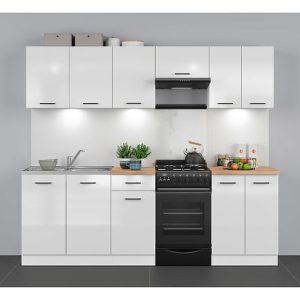 Komplet kuchenny Junona Line 230 cm kredowy połysk bez blatu 75289 Komplet kuchenny Junona Line 230 cm kredowy połysk bez blatu 75289