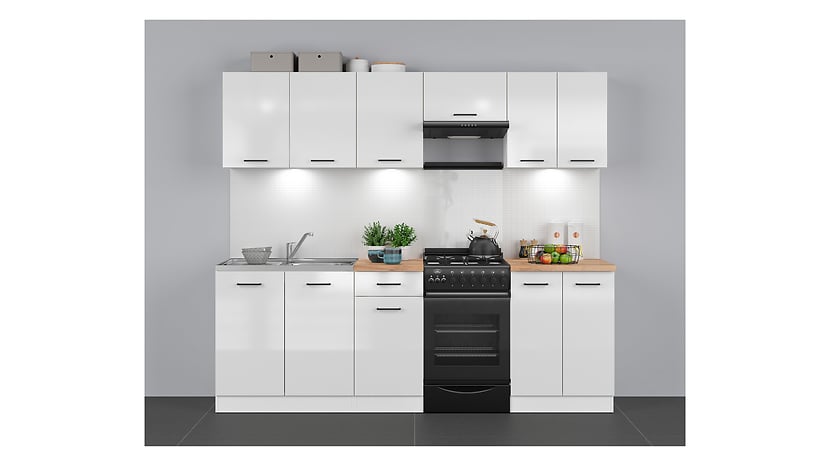 Komplet kuchenny Junona Line 230 cm kredowy połysk bez blatu 75289