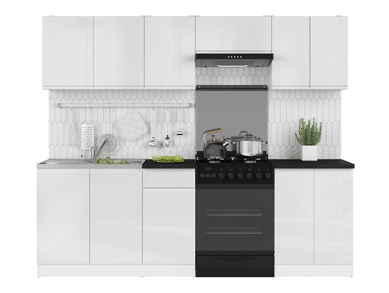Komplet kuchenny Junona Line 240 cm biały połysk bez blatu 738607
