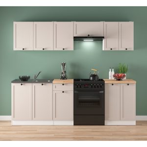 Komplet kuchenny Junona Line 240 cm biały/uni kaszmir bez blatu 866410