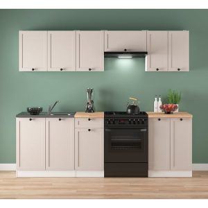 Komplet kuchenny Junona Line 240 cm biały/uni kaszmir z blatem 866412