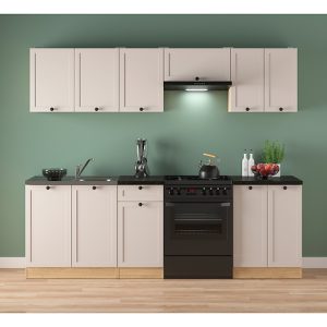 Komplet kuchenny Junona Line 240 cm dąb bernstein/uni kaszmir z blatem 866413