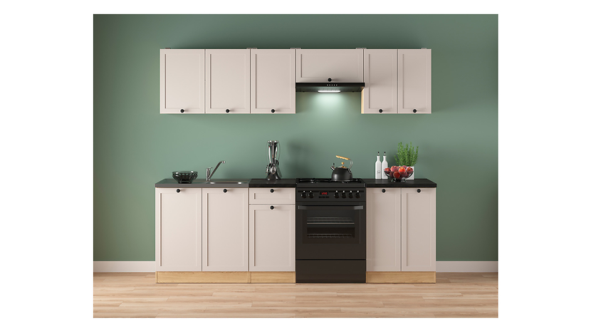 Komplet kuchenny Junona Line 240 cm dąb bernstein/uni kaszmir z blatem 866413