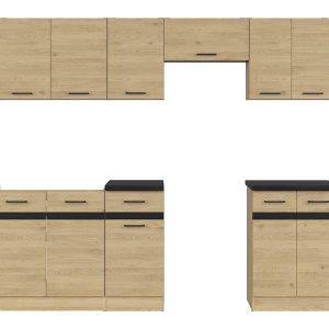 Komplet kuchenny Junona Line 240 cm dąb bernstein z blatem 281145