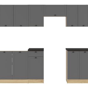 Komplet kuchenny Junona Line 240 cm grafitowy z blatem 432736 Komplet kuchenny Junona Line 240 cm grafitowy z blatem 432736