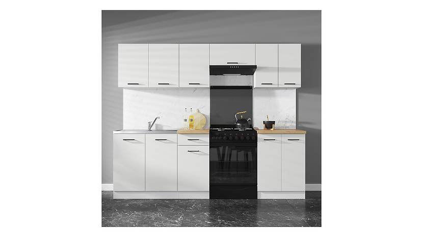 Komplet kuchenny Junona Line 240 cm kredowy połysk bez blatu 75290