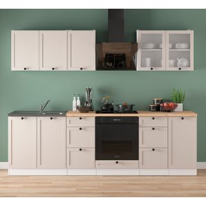 Komplet kuchenny Junona Line 260 cm biały/uni kaszmir bez blatu 866414 Komplet kuchenny Junona Line 260 cm biały/uni kaszmir bez blatu 866414