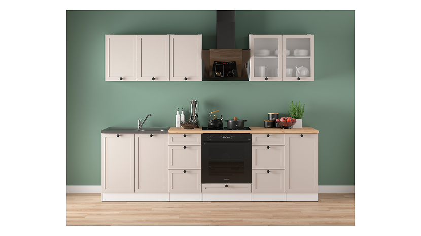 Komplet kuchenny Junona Line 260 cm biały/uni kaszmir bez blatu 866414
