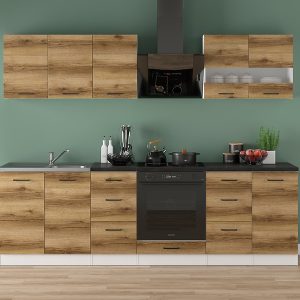 Komplet kuchenny Junona Line 260 cm dąb delano jasny z blatem 653225 Komplet kuchenny Junona Line 260 cm dąb delano jasny z blatem 653225