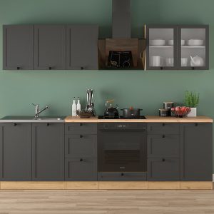 Komplet kuchenny Junona Line 260 cm grafitowy 659574 Komplet kuchenny Junona Line 260 cm grafitowy 659574