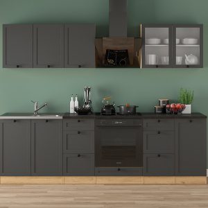 Komplet kuchenny Junona Line 260 cm grafitowy z blatem 659579 Komplet kuchenny Junona Line 260 cm grafitowy z blatem 659579