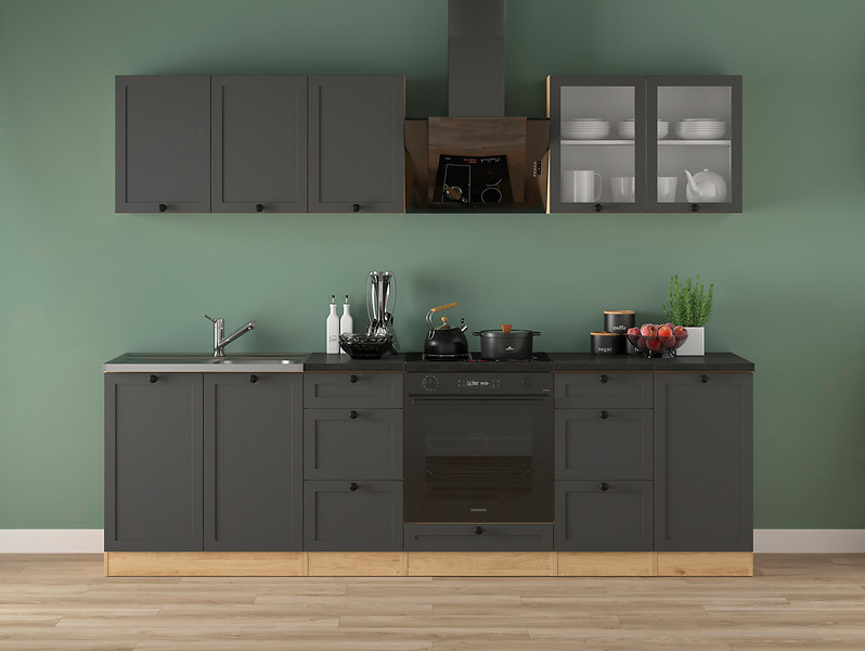 Komplet kuchenny Junona Line 260 cm grafitowy z blatem 659579