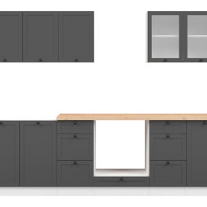 Komplet kuchenny Junona Line 260 cm grafitowy z blatem 659577 Komplet kuchenny Junona Line 260 cm grafitowy z blatem 659577