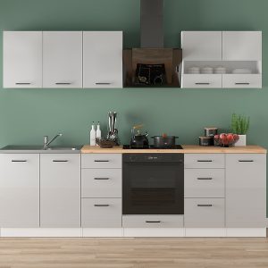 Komplet kuchenny Junona Line 260 cm jasny szary połysk 653222 Komplet kuchenny Junona Line 260 cm jasny szary połysk 653222