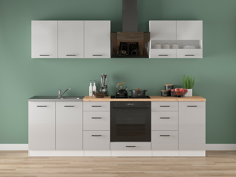 Komplet kuchenny Junona Line 260 cm jasny szary połysk 653222