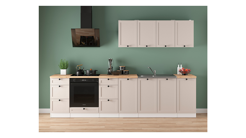 Komplet kuchenny Junona Line 300 cm biały/uni kaszmir z blatem 866420