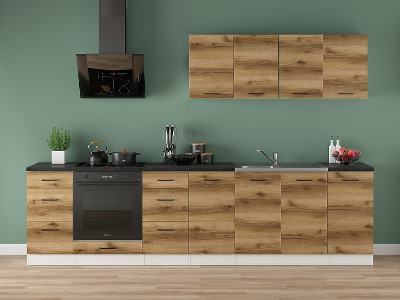 Komplet kuchenny Junona Line 300 cm dąb delano jasny z blatem 653233