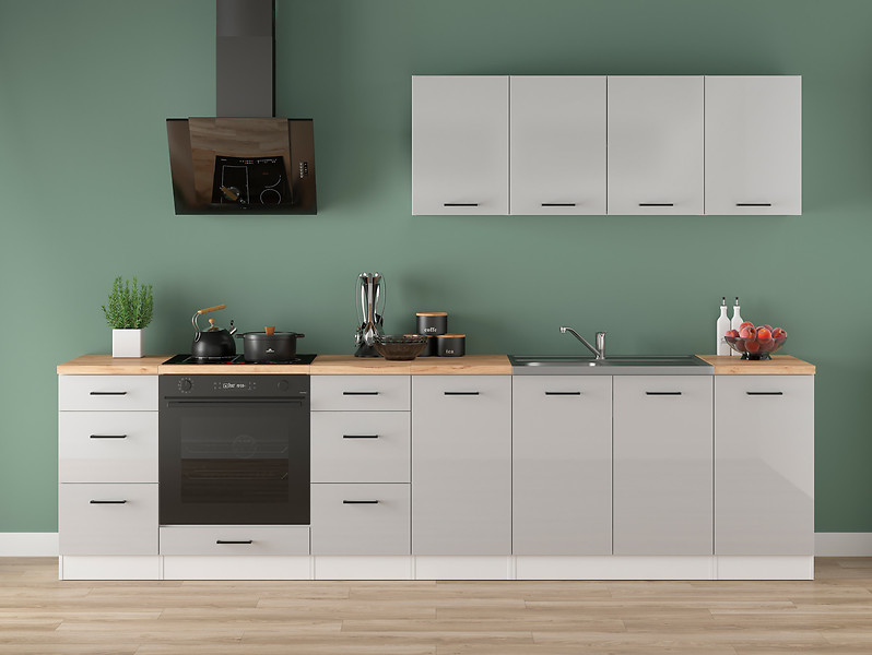 Komplet kuchenny Junona Line 300 cm jasny szary połysk 653230