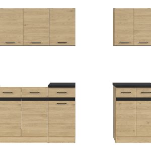 Komplet kuchenny Junona Line A 180 cm dąb bernstein z blatem 281143 Komplet kuchenny Junona Line A 180 cm dąb bernstein z blatem 281143