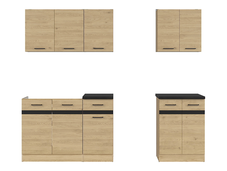 Komplet kuchenny Junona Line A 180 cm dąb bernstein z blatem 281143