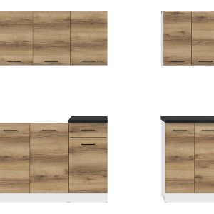 Komplet kuchenny Junona Line A 180 cm dąb delano jasny z blatem 183326 Komplet kuchenny Junona Line A 180 cm dąb delano jasny z blatem 183326
