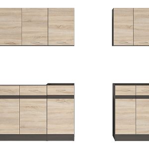 Komplet kuchenny Junona Line A 180 cm dąb sonoma bez blatu 183148 Komplet kuchenny Junona Line A 180 cm dąb sonoma bez blatu 183148