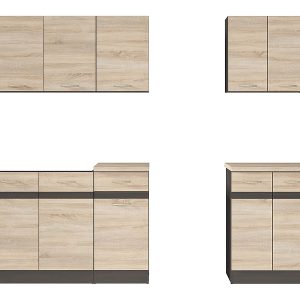 Komplet kuchenny Junona Line A 180 cm dąb sonoma z blatem 183330 Komplet kuchenny Junona Line A 180 cm dąb sonoma z blatem 183330