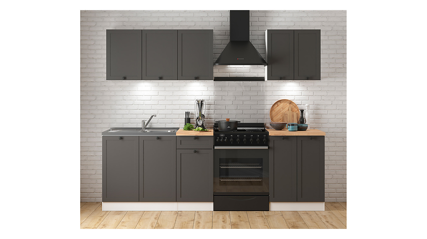 Komplet kuchenny Junona Line A 180 cm grafitowy bez blatu 183145