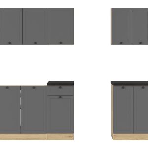 Komplet kuchenny Junona Line A 180 cm grafitowy z blatem 432734 Komplet kuchenny Junona Line A 180 cm grafitowy z blatem 432734