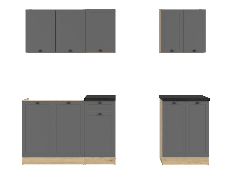 Komplet kuchenny Junona Line A 180 cm grafitowy z blatem 432734