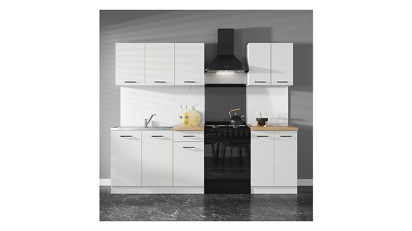 Komplet kuchenny Junona Line A 180 cm kredowy połysk bez blatu 183147