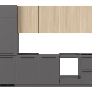 Komplet kuchenny Milino Medium 285 cm bez blatu antracyt/dąb barbera piaskowy 874626 Komplet kuchenny Milino Medium 285 cm bez blatu antracyt/dąb barbera piaskowy 874626