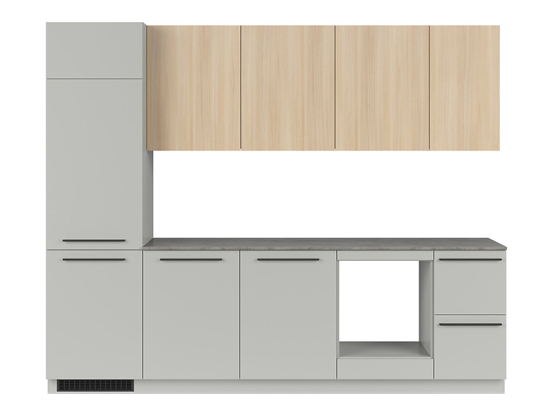 Komplet kuchenny Milino Medium A 285 cm szary/dąb z blatem 738430