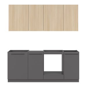 Komplet kuchenny Milino Small 210 cm bez blatu antracyt/dąb barbera piaskowy 874623 Komplet kuchenny Milino Small 210 cm bez blatu antracyt/dąb barbera piaskowy 874623