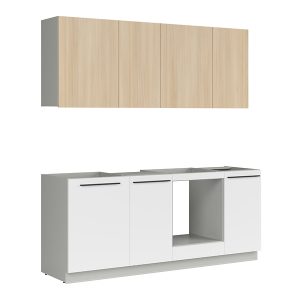 Komplet kuchenny Milino Small 210 cm bez blatu biały/dąb barbera piaskowy 874624 Komplet kuchenny Milino Small 210 cm bez blatu biały/dąb barbera piaskowy 874624
