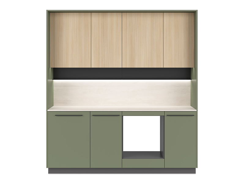 Komplet kuchenny Milino Small 210 cm z blatem zielony/dąb barbera piaskowy/beton jasny 885177