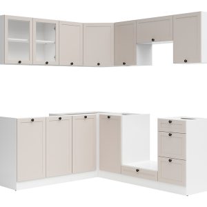 Komplet kuchenny narożny Junona Line 180×200 biały/uni kaszmir bez blatu 866430 Komplet kuchenny narożny Junona Line 180×200 biały/uni kaszmir bez blatu 866430