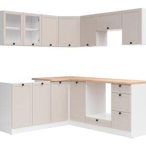 Komplet kuchenny narożny Junona Line 180×200 biały/uni kaszmir z blatem 866432 Komplet kuchenny narożny Junona Line 180×200 biały/uni kaszmir z blatem 866432